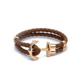 Men's Womens Alloy Nautical Anchor Multi-Strands Braided Wrap Cuff Bracelet