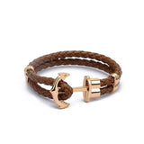 Men's Womens Alloy Nautical Anchor Multi-Strands Braided Wrap Cuff Bracelet