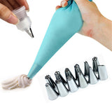 14 Pcs/Set Silicone Icing Piping Cream Pastry Bag +12PCS Stainless Steel Nozzle Pastry Tips Converter DIY Cake Decorating Tools