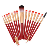 15pcs beauty wooden handle Makeup Brush Set tools Make-up Toiletry Kit Wool Make Up Brush Set