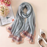2018 luxury brand Women Silk scarf Beach Shawl and Echarpe Luxurious Wrap Designer scarves Plus Size female beach stole bandana