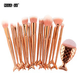 15/16 PCS Mermaid Makeup Brushes Set Foundation Blending Powder Eye shadow Contour Concealer Blush Cosmetic Beauty Make-Up Tool