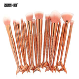 15/16 PCS Mermaid Makeup Brushes Set Foundation Blending Powder Eye shadow Contour Concealer Blush Cosmetic Beauty Make-Up Tool