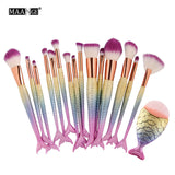 15/16 PCS Mermaid Makeup Brushes Set Foundation Blending Powder Eye shadow Contour Concealer Blush Cosmetic Beauty Make-Up Tool