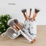 15Pcs Professional Marble Makeup Brushes Soft Makeup Brush Foundation Powder Brush Beauty Marble Make-up Tool with Cylinder 10
