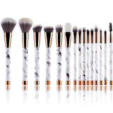 15Pcs Professional Marble Makeup Brushes Soft Makeup Brush Foundation Powder Brush Beauty Marble Make-up Tool with Cylinder 10